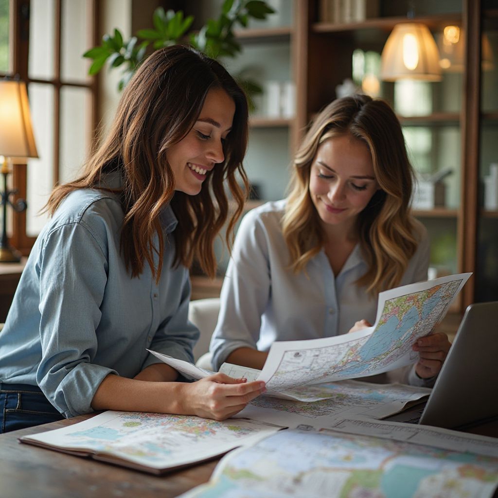 Travel planning with map and compass